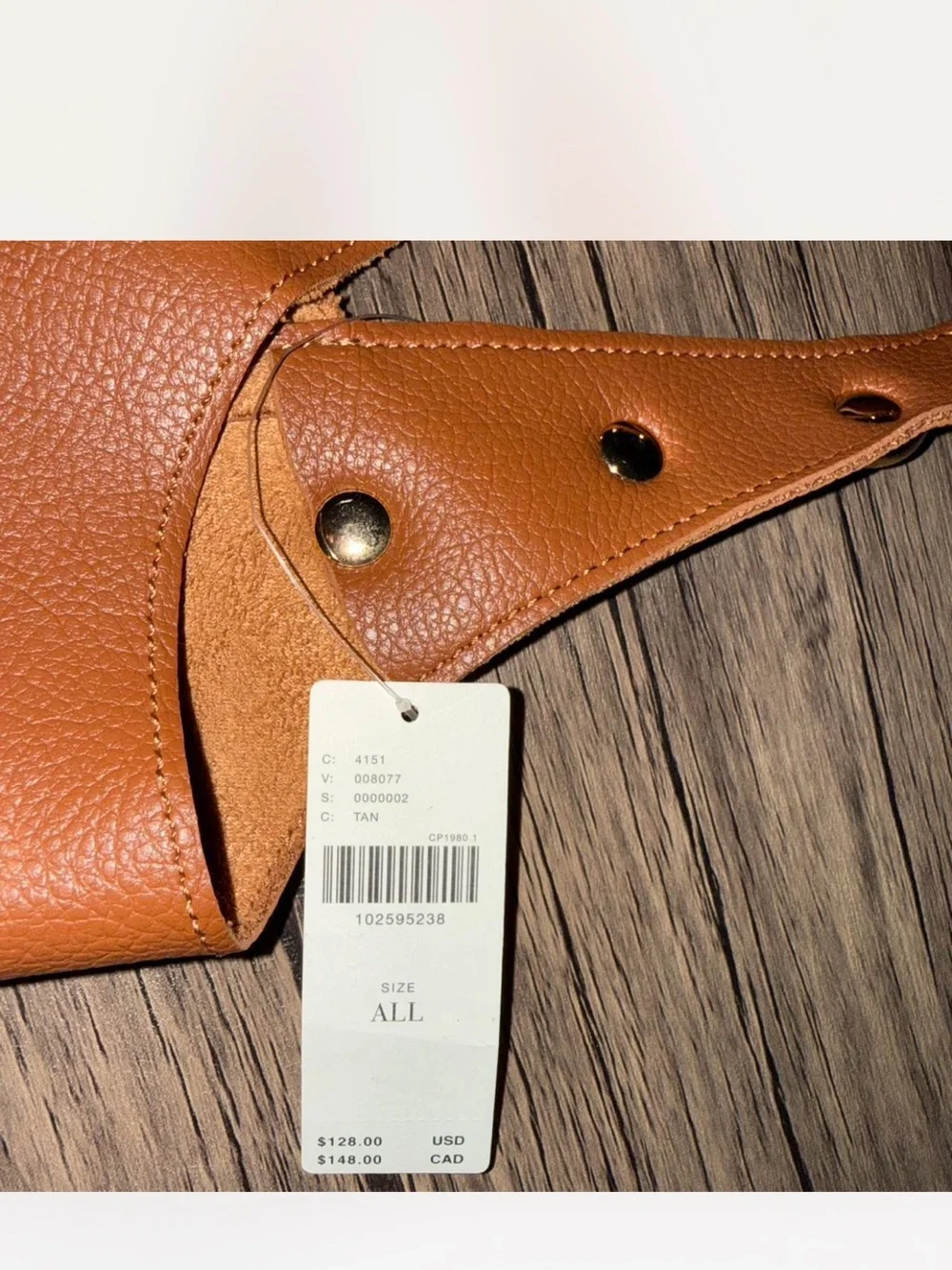Anthropologie Cognac Studded Leather Shoulder Bag